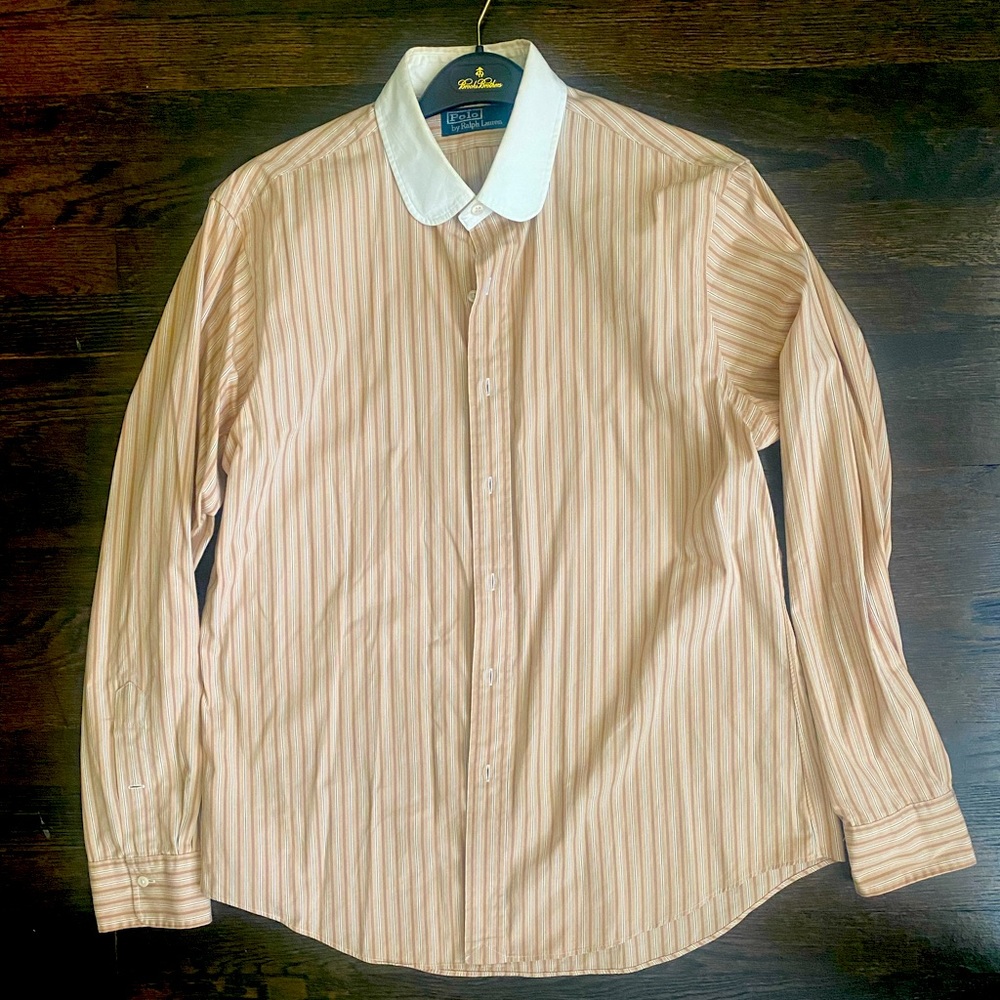 Polo by Ralph Lauren Club Collar Button down Dress Shirt - L - Light Brown